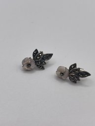 Sterling Earrings With Flower Stone  3.42g