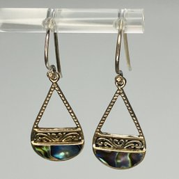 ATI, IO, ABALONE, Sterling Silver Dangle Teardrop Earrings, 2.36 G