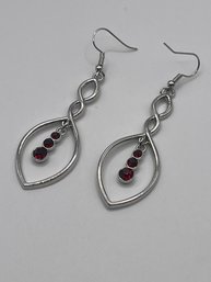Sterling Earrings With Red Stones 6.75g