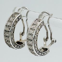 Victoria Townsend  1/2 Ct Genuine Diamond Sterling Silver Hoop  Earrings 5.57 G