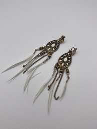 Sterling Boho Earrings With Feathers 9.00g