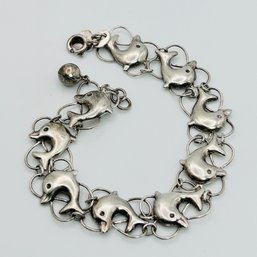 Sterling Silver Linked Dolphin Bracelet 9.66 G