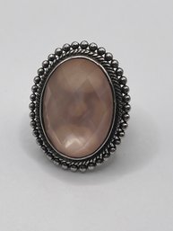 Sterling Ring With Pink Oval Shaped Stone  13.94g