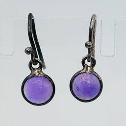 Amethyst Sterling Silver Dangle Earrings 1.42 G