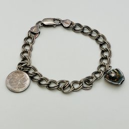 CHN, ITALY, Sterling Silver Chain Bracelet With Baseball/glove Charm And Paw Print Charm, 17.73 G