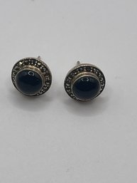 Sterling Stud Earrings With Black Stones 3.90g