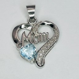 FAS THAI Sterling Silver Heart Pendant, Topaz Stone 2.61