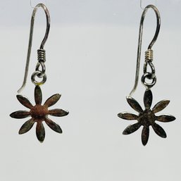 Sterling Silver Daisy Dangle Earrings 1.31 G