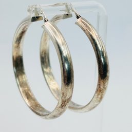 Italy Signed Sterling Silver Large Hoops, Hinged 8.66 G