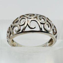 NV Sterling Silver Filigree Ring Size 6.5, 2.64 G