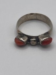 Sterling Ring With Two Red Stones 2.55g   Sz. 4.5