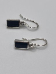 Thailand - Sterling Dangle Earrings With Black Stones 1.65g