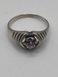 Sterling Ring With Clear Stone 2.63g   Sz. 6.5