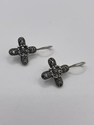 China - Sterling Cross Earrings With Detail 5.77g