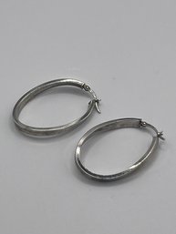 Sterling Oval Hoop Earrings 3.32g