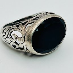 ONYX Sterling, Silver Statement Ring Size 8, 8.85 G