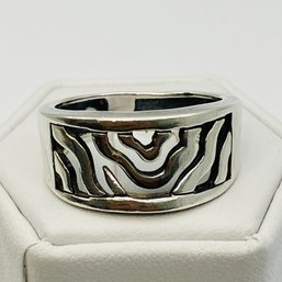 Sterling Silver Cut Out Ring, Size 6.5, 4.71 G