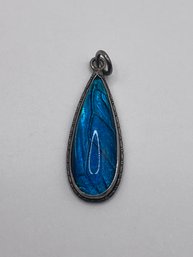 Sterling Tear Shaped Pendant With Blue Stone 3.25g