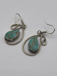 Mexico - Sterling Boho Turquoise Earrings 9.64g