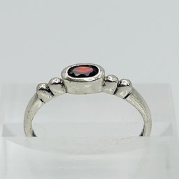 Sterling Silver Red Stone Band Size 8, 2.03 G