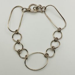 Sterling Silver Circular Chain Bracelet With Toggle Clasp, Unknown Markings, 6.44 G