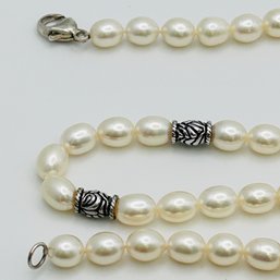 Pearl Sterling Silver, And Sterling Bead Necklace Through 30.44 G