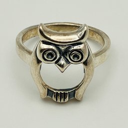 Sterling Silver Owl Ring, Size 7, 4.34 G