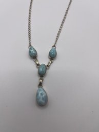 Sterling Necklace With Topaz Like Stones  12.26g   17.5' Long