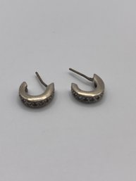 Sterling Bejeweled Half-circle Earrings   3.78g