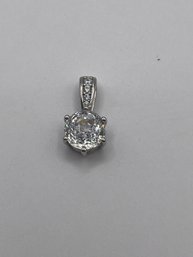 Vietnam- Sterling Pendant With Round Clear Stone  2.61g