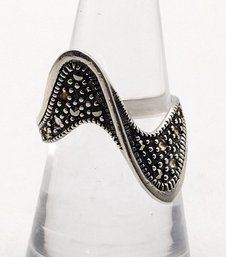 Marcasite Sterling Silver Cocktail Ring Size 6.5