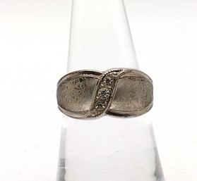 Rhinestone Sterling Silver Cocktail Ring Size 6.5