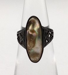 Abalone Sterling Silver Ring Size 3.75