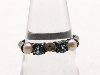 DC Topaz Pearl Sterling Silver Cocktail Ring Size 5.5 As Is