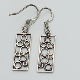 Sterling Silver Rectangular Hook Back Earrings 1.33 G