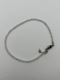 Sterling Beaded Bracelet. Clear Beads. 3.69g