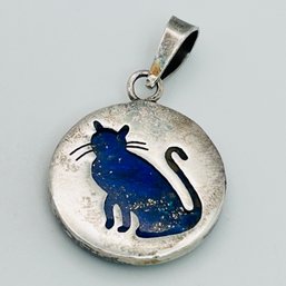 Lapis Luzili 950 Silver Over Cat Pendant