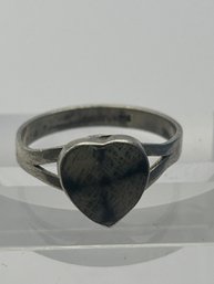 Sterling Silver Ring With Heart Shaped Stone. Size 7.  2.33 G.