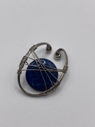 Sterling Pendant With Blue Stone And Wire Wrapping  7.28g
