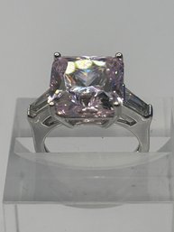 Sterling Silver Ring With Lovely Pink Stone. Size 6.  7.05 G.