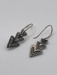 Sterling Drop Triangle Shaped Earrings  1.11g