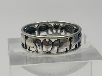 Sterling Silver Ring With Elephant And Heart Design. Size 9.  2.21 G.
