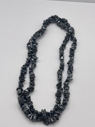 Black Hematite Chips Gemstones Shiny Necklace  113.29g   18'long