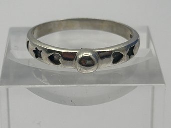 Sterling Silver Ring With Sun, Moon, And Star Design. Size 10.  2.4 G.