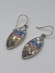 Thailand - Sterling Mosaic Multicolored Earrings 12.95g
