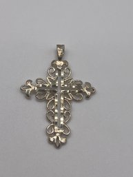 Sterling Cross Pendant With Accent Design  2.48g