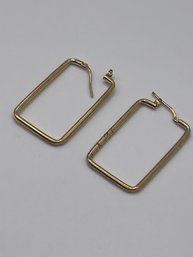 Sterling Gold Tones Rectangle Hoop Earrings 4.92g