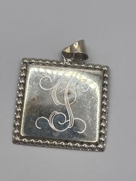 Sterling Square Pendant With Swirl Design  10.56g