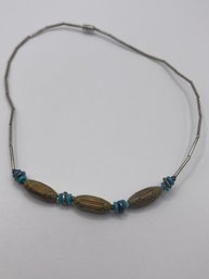 Sterling And Turquoise Like Choker  4.70g