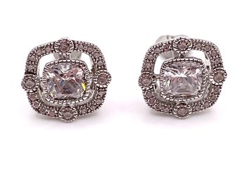 Sterling Cubic Zirconia Stud Earrings No Backs 2.5g